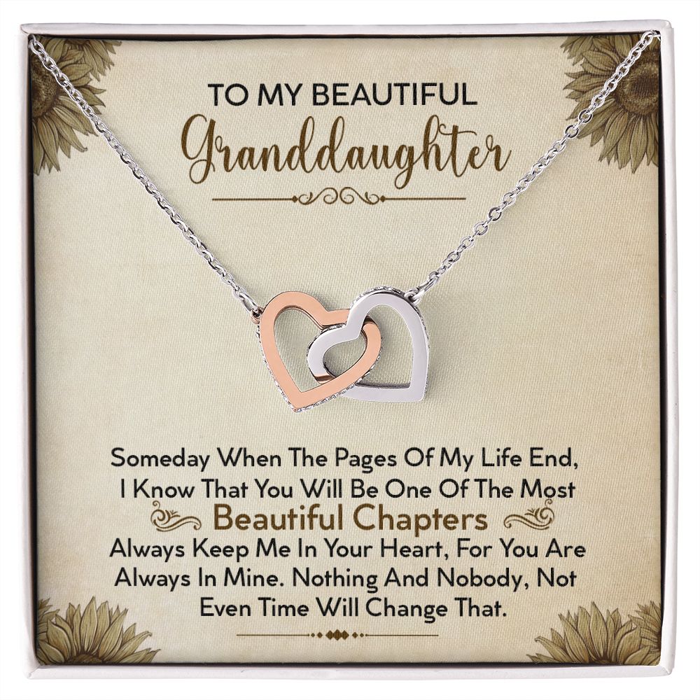 To My Beautiful Granddaughter - Always Keep Me In Your Heart - Interlocking Hearts Necklace