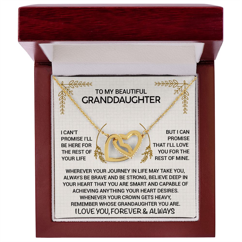 To My Beautiful Granddaughter - Always Be Brave And Be Strong - Interlocking Hearts Necklace