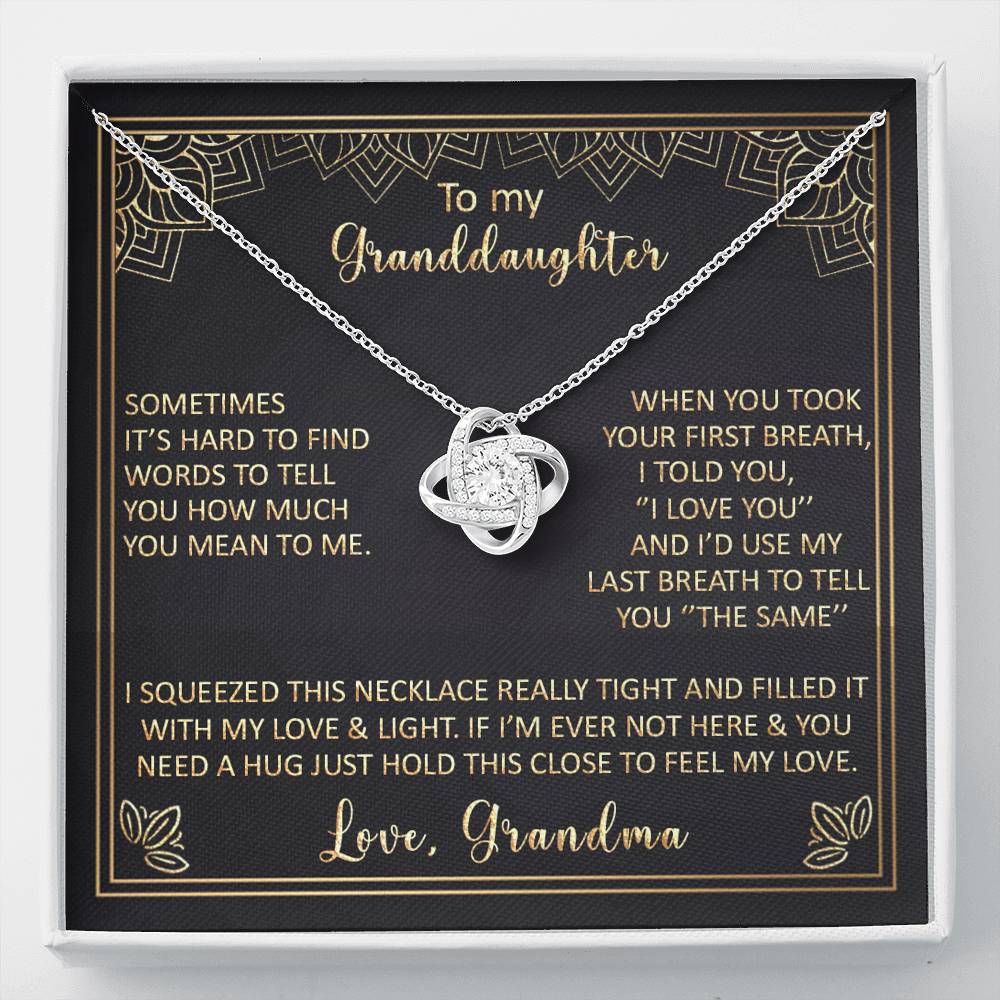 To My Granddaughter - Sometimes It's Hard To Find Words - Love Knot Necklace