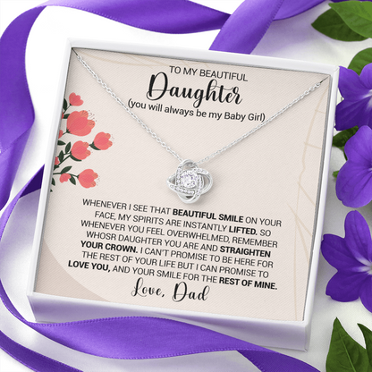To My Beautiful Daughter - Whenever I see That Beautiful Smile - Love Knot Necklace