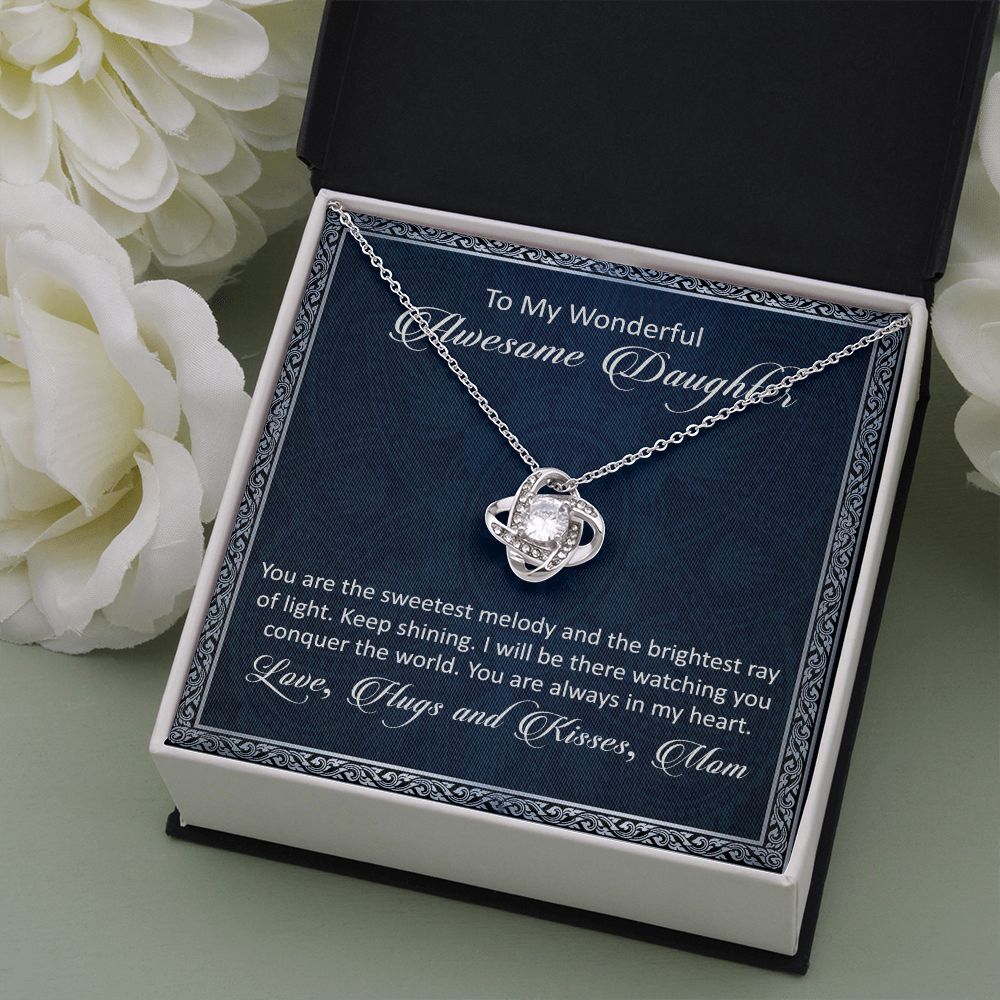 To My Awesome Daughter - You Are The Sweetest Melody -  Love Knot Necklace