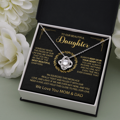 To Our Beautiful Daughter - Always Keep Us In Your Heart - Love Knot Necklace