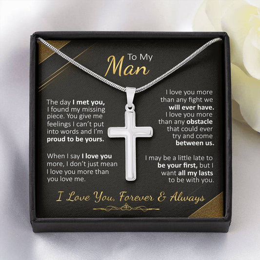 To My Man - The Day I Met You - Cross Necklace