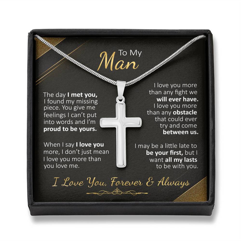 To My Man - The Day I Met You - Cross Necklace