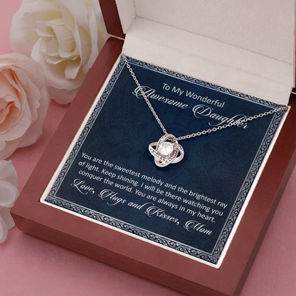 To My Awesome Daughter - You Are The Sweetest Melody -  Love Knot Necklace