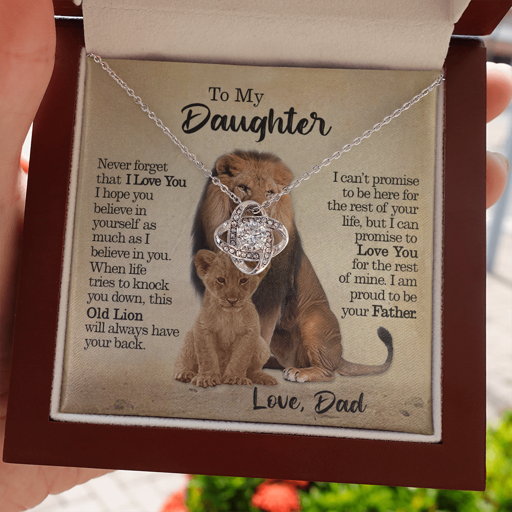 [Almost Sold Out] To My Daughter - This Old Lion Will Always Have Your Back - Love Knot Necklace
